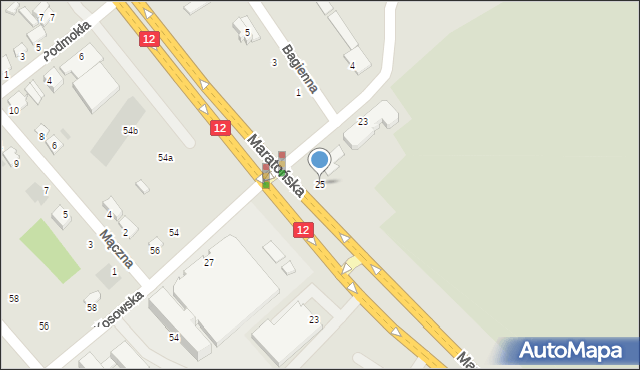 Radom, Dębowa, 25, mapa Radomia