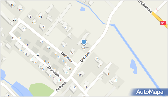 Radwanice, Dębowa, 6, mapa Radwanice