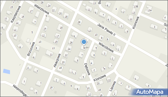 Radwanice, Dębowa, 9, mapa Radwanice