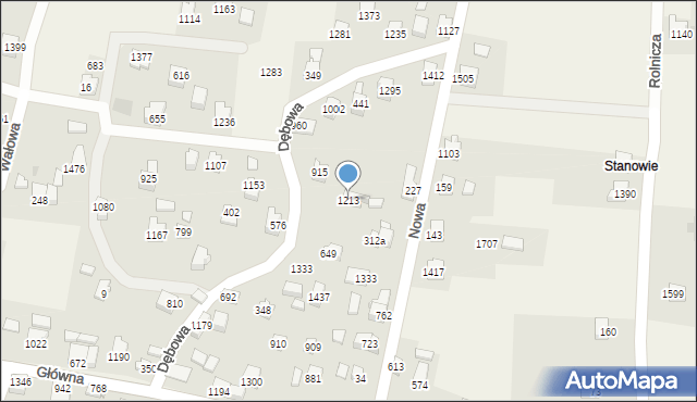 Radziechowy, Dębowa, 1213, mapa Radziechowy