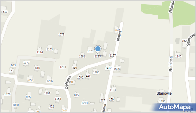 Radziechowy, Dębowa, 1235, mapa Radziechowy