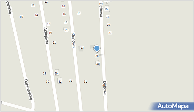 Radzionków, Dębowa, 26, mapa Radzionków