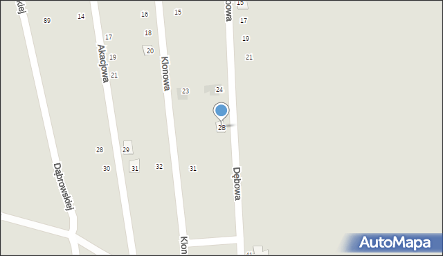 Radzionków, Dębowa, 28, mapa Radzionków