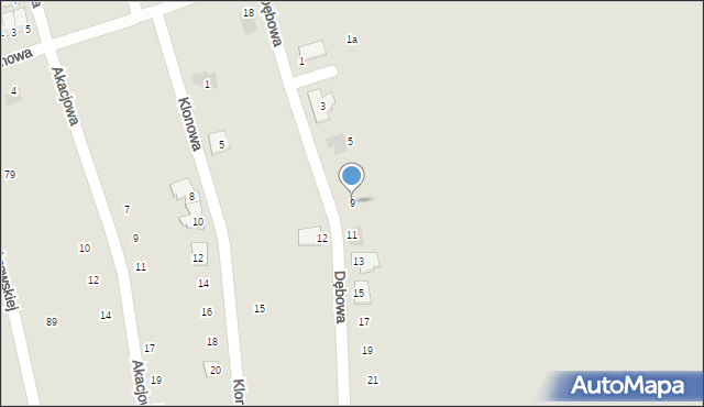 Radzionków, Dębowa, 9, mapa Radzionków