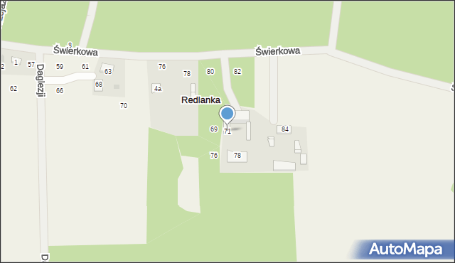 Redlanka, Dereniowa, 71, mapa Redlanka