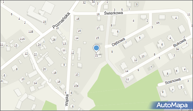 Rogalinek, Dębowa, 11, mapa Rogalinek