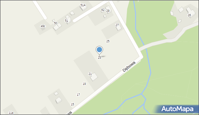 Rogów, Dębowa, 23, mapa Rogów