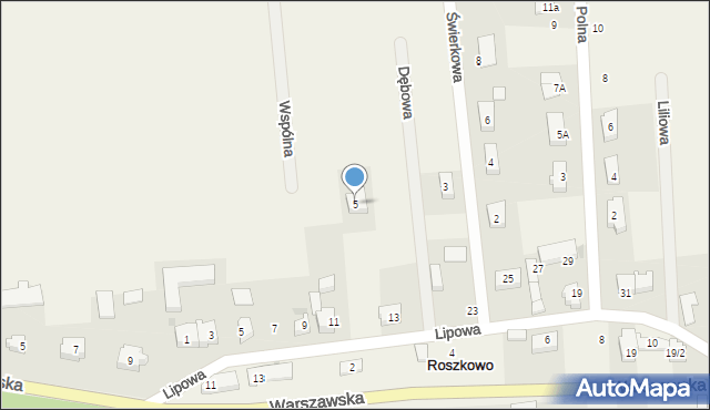 Roszkowo, Dębowa, 5, mapa Roszkowo