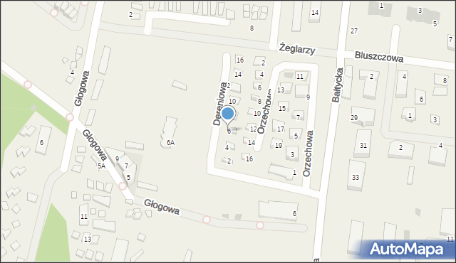 Rowy, Dereniowa, 6, mapa Rowy