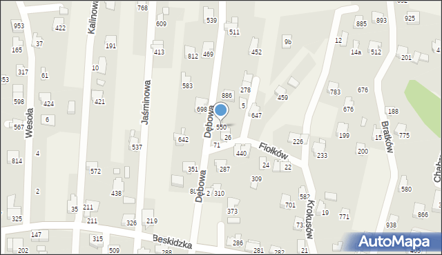 Rybarzowice, Dębowa, 550, mapa Rybarzowice