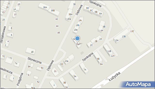 Sianów, Dębowa, 21a, mapa Sianów