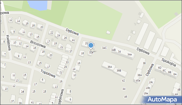 Sianów, Dębowa, 32a, mapa Sianów