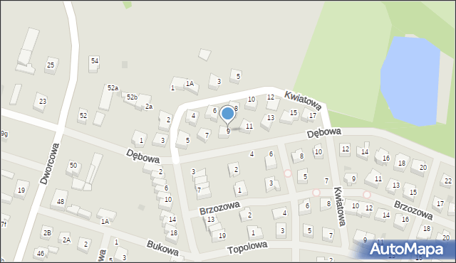 Sianów, Dębowa, 9, mapa Sianów