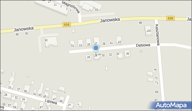 Siedlce, Dębowa, 28, mapa Siedlce