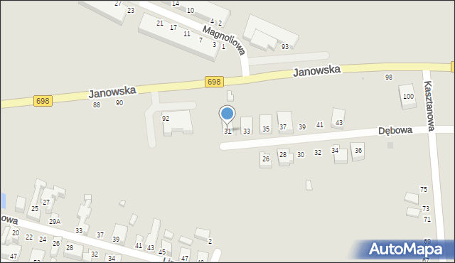 Siedlce, Dębowa, 31, mapa Siedlce