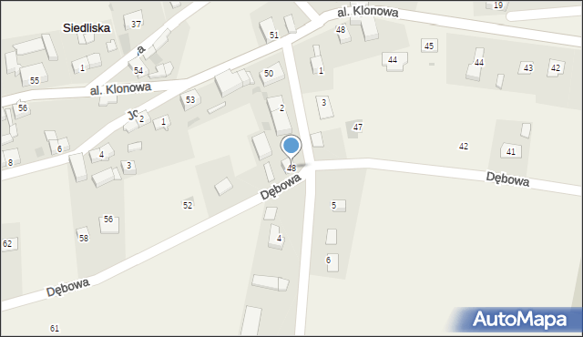 Siedliska, Dębowa, 48, mapa Siedliska