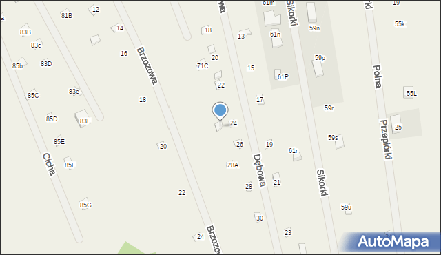 Sikory, Dębowa, 28B, mapa Sikory