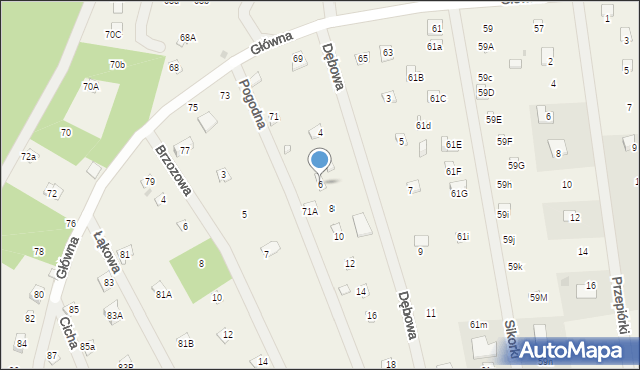 Sikory, Dębowa, 6, mapa Sikory