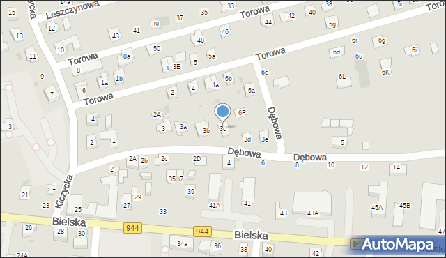 Skoczów, Dębowa, 3c, mapa Skoczów