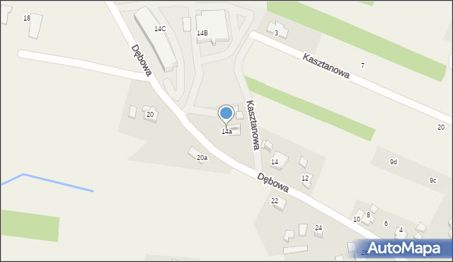 Skrzyszów, Dębowa, 14a, mapa Skrzyszów