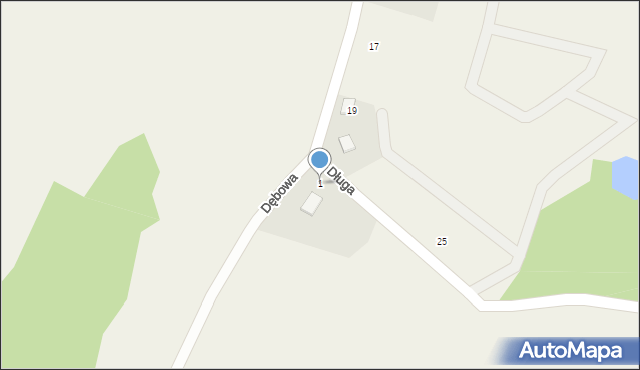 Sławki, Dębowa, 1, mapa Sławki