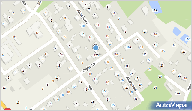 Słupno, Dębowa, 15B, mapa Słupno