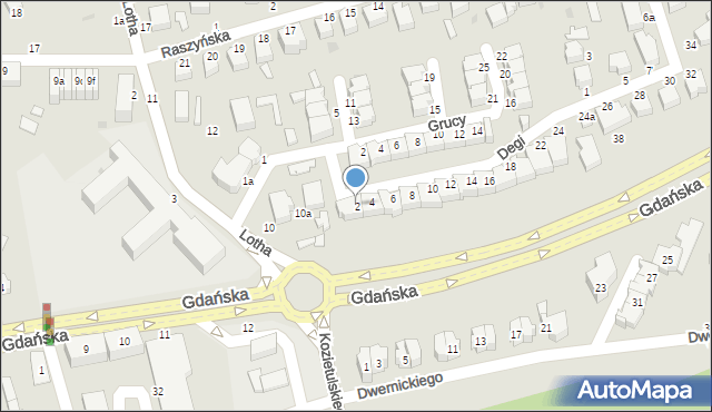 Słupsk, Degi Wiktora, prof., 2, mapa Słupska