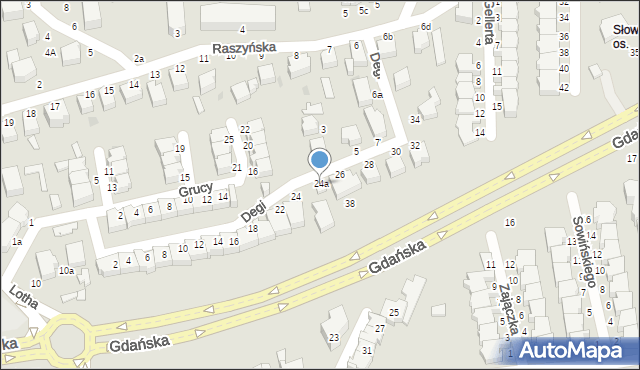 Słupsk, Degi Wiktora, prof., 24a, mapa Słupska