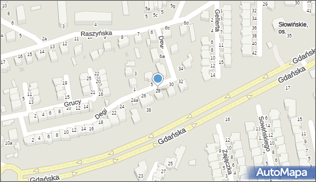 Słupsk, Degi Wiktora, prof., 28, mapa Słupska