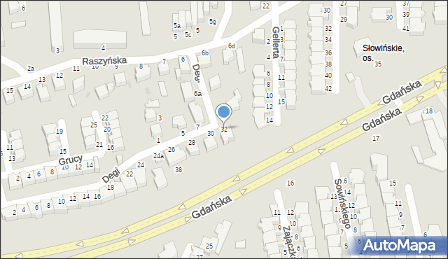 Słupsk, Degi Wiktora, prof., 32, mapa Słupska