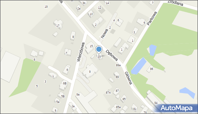 Smolec, Dębowa, 13, mapa Smolec