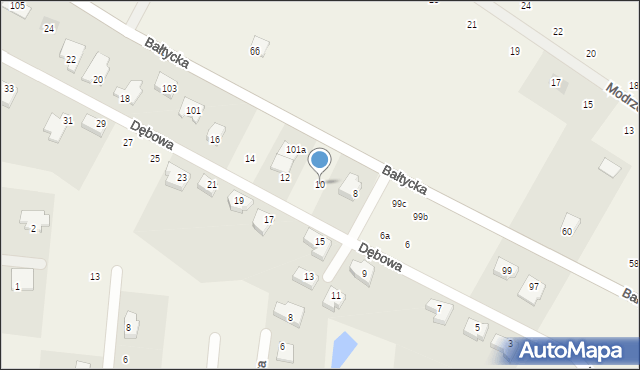 Stare Bielice, Dębowa, 10, mapa Stare Bielice