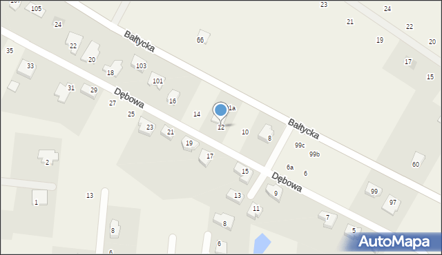 Stare Bielice, Dębowa, 12, mapa Stare Bielice