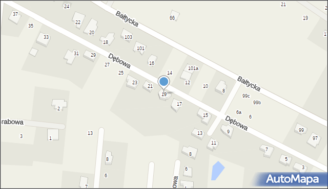 Stare Bielice, Dębowa, 19, mapa Stare Bielice