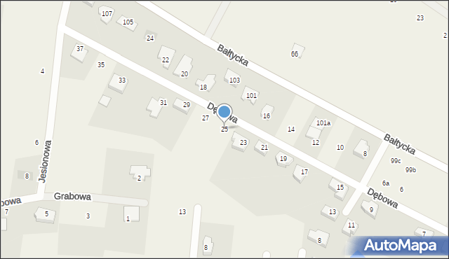 Stare Bielice, Dębowa, 25, mapa Stare Bielice