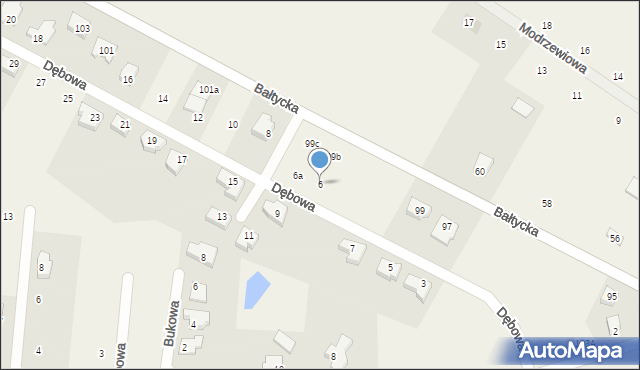 Stare Bielice, Dębowa, 6, mapa Stare Bielice