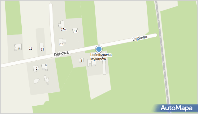 Stary Cykarzew, Dębowa, 18, mapa Stary Cykarzew