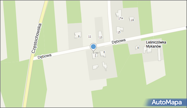 Stary Cykarzew, Dębowa, 4a, mapa Stary Cykarzew