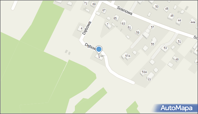 Sterkowiec, Dębowa, 1, mapa Sterkowiec