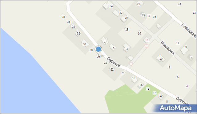 Straduny, Dębowa, 26, mapa Straduny