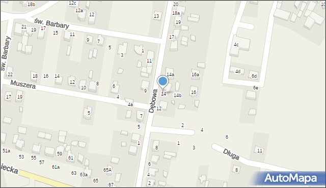 Strzebiń, Dębowa, 14, mapa Strzebiń