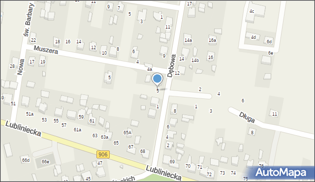 Strzebiń, Dębowa, 5, mapa Strzebiń