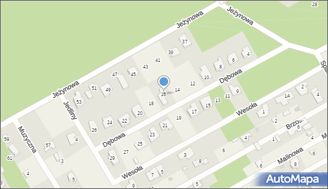 Strzeniówka, Dębowa, 16, mapa Strzeniówka