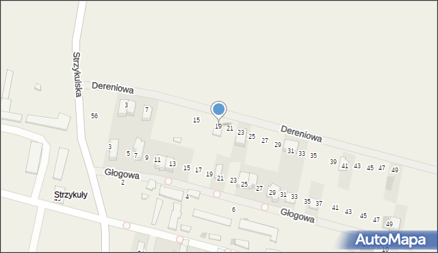Strzykuły, Dereniowa, 19, mapa Strzykuły