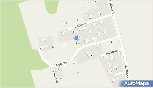 Strzyżewo, Dębowa, 8, mapa Strzyżewo