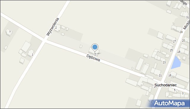 Suchodaniec, Dębowa, 2, mapa Suchodaniec
