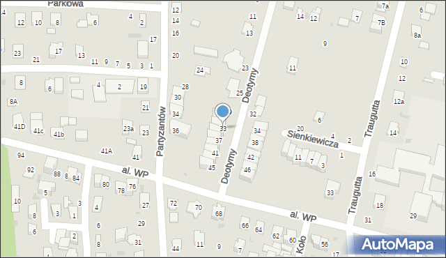 Świdnik, Deotymy, 33, mapa Świdnika