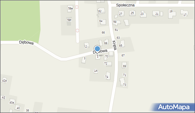 Świerczyniec, Dębowa, 1, mapa Świerczyniec