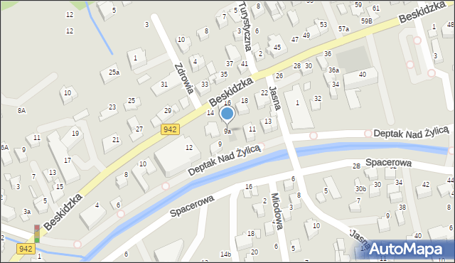 Szczyrk, Deptak nad Żylicą, 9a, mapa Szczyrk