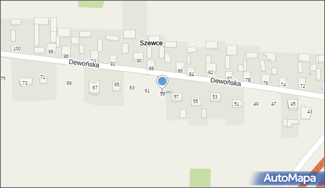 Szewce, Dewońska, 59, mapa Szewce